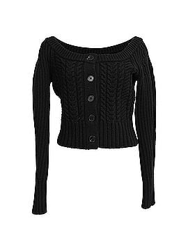 Alexander McQueen Alexander McQueen Cropped Cable-Knit Cardigan in Black Cashmere (view 1)