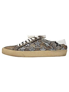 Saint Laurent Saint Laurent Court Classic Cracked Star Sneakers in Metallic Gold Leather (view 2)