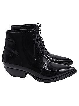 Saint Laurent Saint Laurent Theo Boots in Black Patent Leather (view 1)