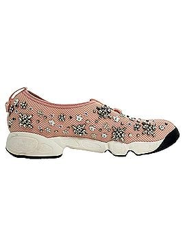 Christian Dior Dior Fusion Crystal-Embellished Slip-On Sneakers in Pink Polyester (view 1)