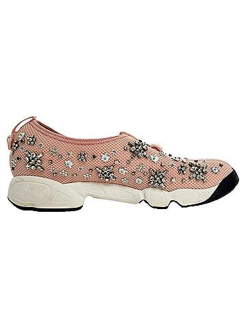 Christian Dior Dior Fusion Crystal-Embellished Slip-On Sneakers in Pink Polyester (view 1)