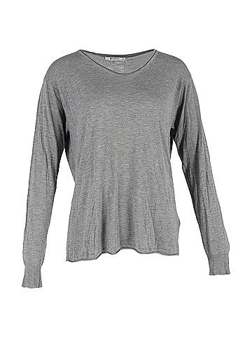 Alexander Wang Alexander Wang Scoop Neck Long Sleeve T-Shirt in Grey Cotton (view 1)