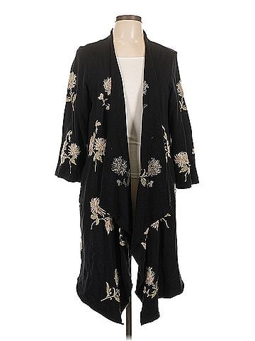 JW Los Angeles Johnny Was Black Biya Embroidered Mum Wrap Cardigan Chrysanthemum Jw Los Angeles Kimono (view 1)