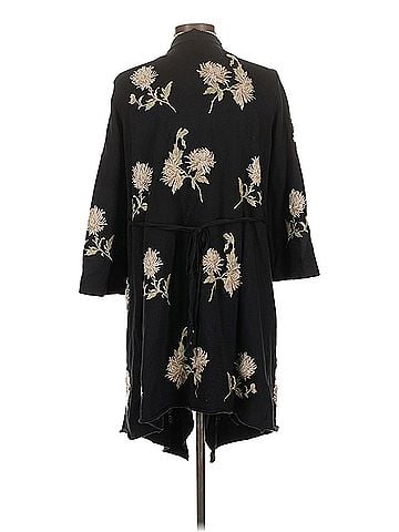 JW Los Angeles Johnny Was Black Biya Embroidered Mum Wrap Cardigan Chrysanthemum Jw Los Angeles Kimono (view 2)