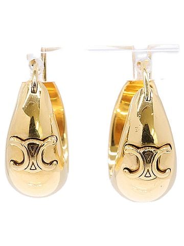 Céline CELINE Triomphe Bold Hoop Earrings, Gold, Women's (view 1)