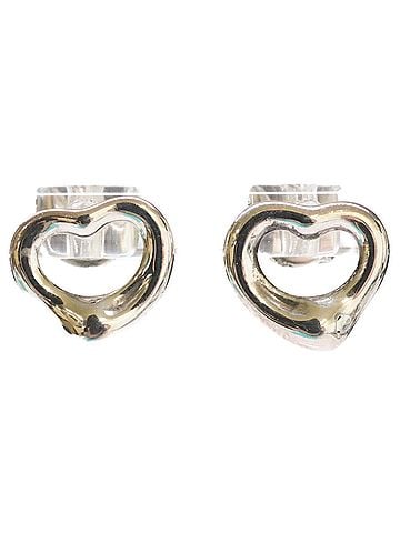 Tiffany & Co. TIFFANY&amp;Co. Tiffany &amp; Co. AG925 Elsa Peretti Open Heart Stud Earrings, Silver, Women's (view 1)
