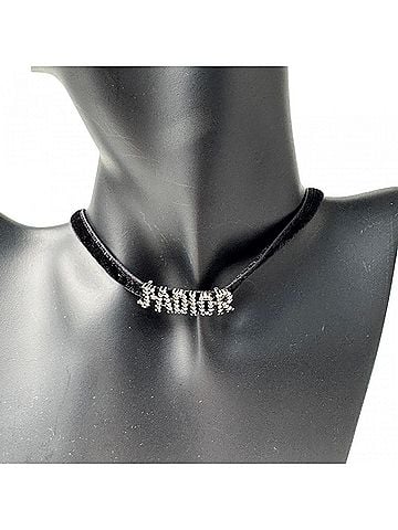 Christian Dior Christian Dior Dior J'ADIOR logo choker, rhinestone, velvet, women's. (view 1)
