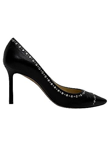 Jimmy Choo Jimmy Choo Romy Embellished Pumps in Black Calf Leather (view 1)