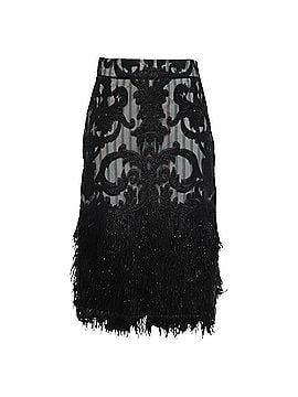 Ganni Ganni Striped Feather Pencil Skirt in Black Cotton (view 1)