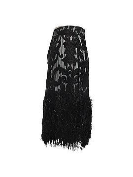 Ganni Ganni Striped Feather Pencil Skirt in Black Cotton (view 2)
