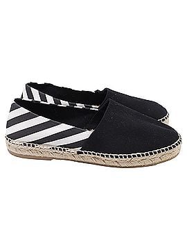 OFF-WHITE Off-White Striped Slip-on Espadrille Flats in Black Canvas (view 1)