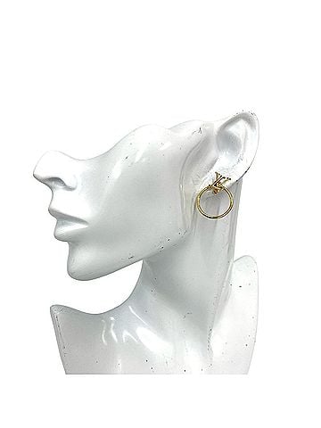 Louis Vuitton LOUIS VUITTON Louis Vuitton Boucles d'Oreilles Hoop LV Eclipse Earrings GP Gold Accessory 1117e (view 2)
