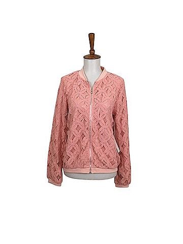 TOBI Pink Lace Bomber Jacket Jacket (view 1)
