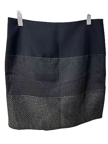 White House Black Market Black Panel Textured A-Line Skirt Casual Skirt (view 2)