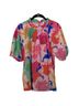 THML Floral Pink Green Short Sleeve Blouse Size M - photo 1