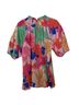 THML Floral Pink Green Short Sleeve Blouse Size M - photo 2