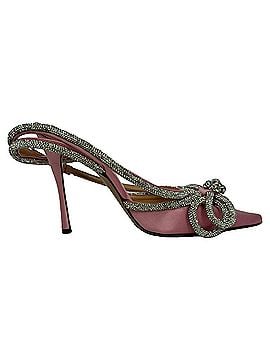 Mach & Mach Mach &amp; Mach Double Bow Ankle Strap Pumps in Pink Satin (view 1)