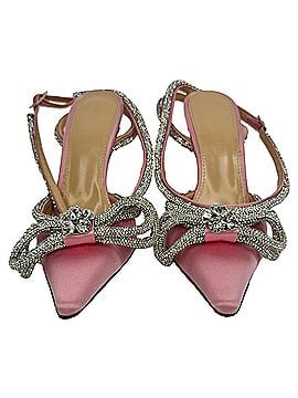 Mach & Mach Mach &amp; Mach Double Bow Ankle Strap Pumps in Pink Satin (view 2)