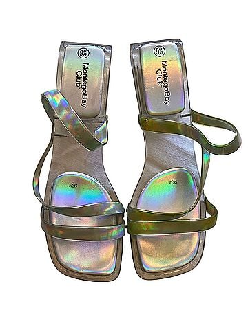 Montego Bay Club Holographic Clear Lucite Sandals Heels (view 1)
