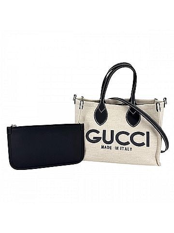 Gucci Gucci Women's Japan Limited Edition Medium Tote Bag, Handbag, Shoulder Crossbody Lido, GUCCI 772144, Cotton Linen Canvas, Leather, Beige, Navy, Silver Hardware (view 1)