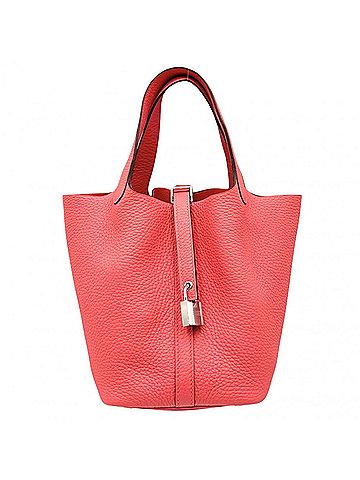 Hermès Hermes Picotin Lock PM handbag for women, HERMES W, Taurillon leather, red, silver hardware, 2024 model. (view 1)