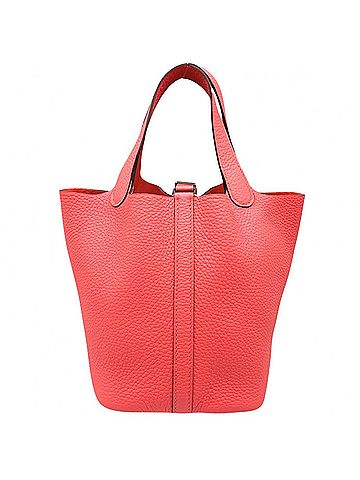 Hermès Hermes Picotin Lock PM handbag for women, HERMES W, Taurillon leather, red, silver hardware, 2024 model. (view 2)