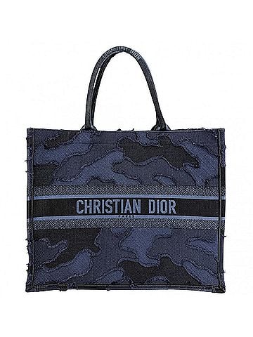 Christian Dior Christian Dior Tote Bag for Women, Shoulder Bag, Book Tote, Handbag, Resort Collection, Camouflage, Canvas, Navy Blue (view 1)
