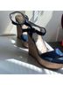 Sam & Libby Blue Tan Heels Size 7 - photo 4