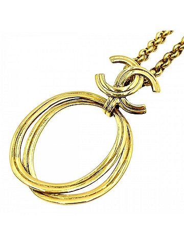 Chanel Chanel Women's Necklace, Coco Mark Long Turnlock Closure, Vintage, CHANEL GP 96P Gold, Approx. 56.2g, 1996 (view 1)