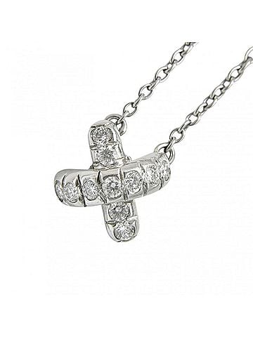 Tiffany & Co. Tiffany &amp; Co. Women's Cross-Stitch Necklace, Platinum 950 with Diamonds, Silver, Approx. 4.0g (view 1)