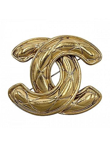 Chanel Chanel Brooch for Women, Matelassé, Coco Mark, Vintage Accessory, CHANEL GP Gold, Approx. 35.2g (view 1)
