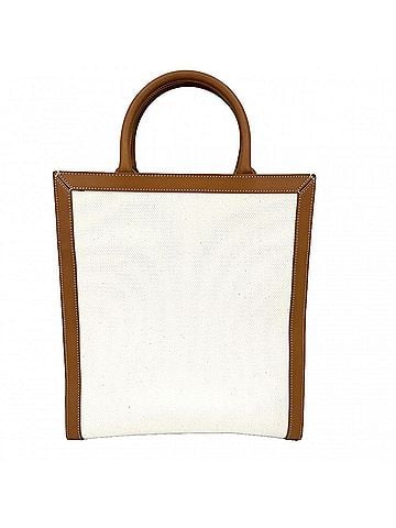 Céline Celine Women's Small Vertical Cabas Shoulder Bag Tote Crossbody Handbag CELINE 192082BNZ.02NT Canvas Leather Ivory Brown Gold Hardware (view 2)