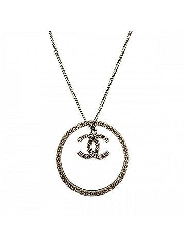 Chanel Chanel Women's Necklace, Circle Coco Mark, Long Necklace with Adjustable Clasp, Rhinestone, GP 06A Gold Pink, Approx. 12.3g, 2006 (view 2)