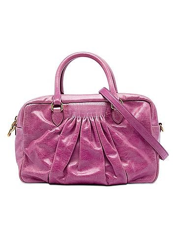 Miu Miu Vitello Lux Shirring Bauletto Satchel (view 1)