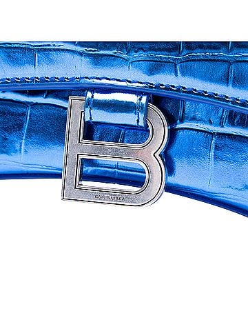 Balenciaga Metallic Calfskin Croc Embossed Hourglass Satchel XS (view 2)
