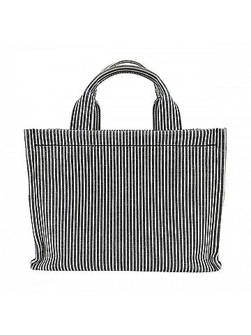 Céline Celine Women's Triomphe Small Cabas Thais Handbag Shoulder Bag Crossbody THAIS Striped Tote CELINE Canvas Navy Blue White Gold Hardware (view 2)
