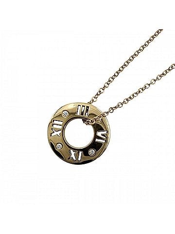 Tiffany & Co. Tiffany &amp; Co. Atlas Small Pierced Circle Pendant Necklace for Women, 18K Pink Gold (Au750), Diamond, Approx. 3.2g (view 1)