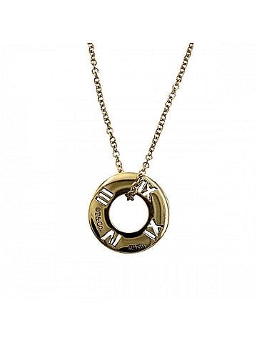 Tiffany & Co. Tiffany &amp; Co. Atlas Small Pierced Circle Pendant Necklace for Women, 18K Pink Gold (Au750), Diamond, Approx. 3.2g (view 2)