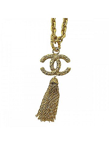 Chanel Chanel Women's Necklace, Coco Mark Long Magma Accessory, Lava, Vintage Tassel Design, CHANEL GP 93A Gold, Approx. 159.3g, 1993 (view 2)