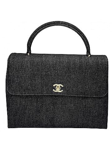 Chanel Chanel handbag for women, top handle, Coco Mark, turnlock closure, denim black, gold hardware. (view 1)