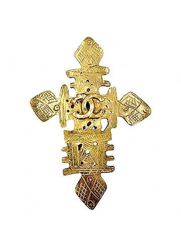 Chanel Chanel Brooch, Women's, Cross, Coco Mark, Vintage Accessory, CHANEL GP 94P Gold, Approx. 25.8g, 1994 (view 1)