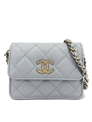 Chanel Chanel Women's Mini Matelassé Shoulder Bag, Coco Mark, Crossbody Caviar Leather, Gray, Gold Hardware (view 1)