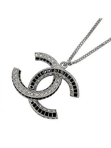 Chanel Chanel Women's Necklace, Coco Mark Long Adjustable, Rhinestone, B17P, Silver, Approx. 13.4g, 2017 (view 1)