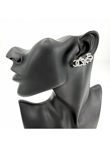Chanel Chanel Earrings for Women No. 5 Coco Mark Clover CHANEL Rhinestone B23P Silver Approx. 9.9g 2023 (view 2)