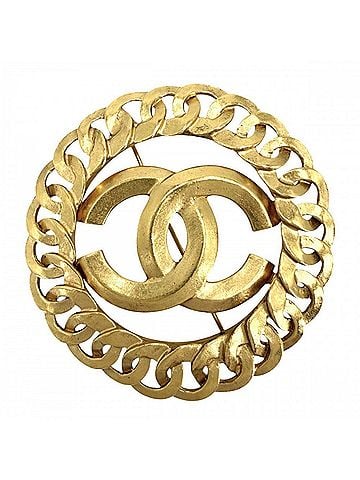 Chanel Chanel Brooch for Women, Coco Mark, Vintage, Round, CHANEL GP 96P Gold, Approx. 21.3g, 1996 (view 1)