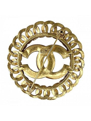 Chanel Chanel Brooch for Women, Coco Mark, Vintage, Round, CHANEL GP 96P Gold, Approx. 21.3g, 1996 (view 2)