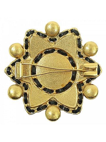 Chanel Chanel Brooch for Women, Gripoix Stone, Coco Mark, Vintage, Accessory, CHANEL GP Leather 95A Gold, Multicolor, Approx. 76.5g, 1995 (view 2)