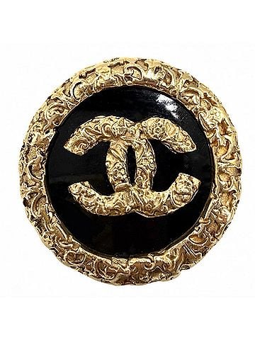 Chanel Chanel Brooch for Women, Coco Mark, Lava/Magma Design, Vintage Accessory, CHANEL GP 93A Gold, Black, Approx. 24.4g, 1993 (view 1)