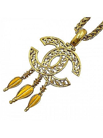 Chanel Chanel Women's Necklace, Coco Mark Long Swing Accessory, Vintage Pendant, CHANEL GP 95A Gold, Approx. 81.5g, 1995 (view 1)