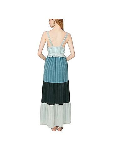 Slate & Willow Blue Tiered Dress Casual Dress (view 2)